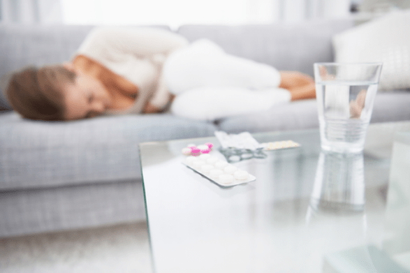 Abdominal pain due to presence of parasites in the body